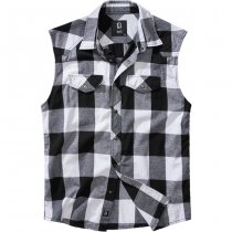 Brandit Checkshirt Sleeveless - White / Black - M