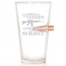Lucky Shot .50 Caliber Bullet Pint Glass - Armed Man