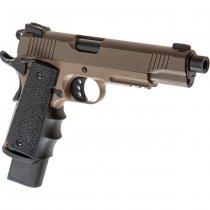 Army Armament M1911 Extended Gas Blow Back Pistol - Desert