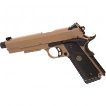 KJ Works M1911 MEU TBC Gas Blow Back Pistol - Tan