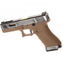 WE G-Force 17 SV Gold Barrel Gas Blow Back Pistol - Desert