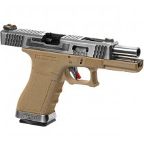 WE G-Force 17 SV Silver Barrel Gas Blow Back Pistol - Desert