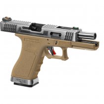 WE G-Force 18C SV Silver Barrel Gas Blow Back Pistol - Desert