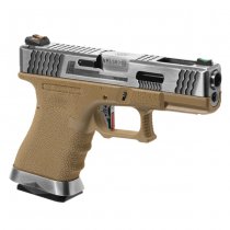 WE G-Force 19 SV Silver Barrel Gas Blow Back Pistol - Desert