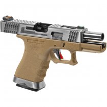 WE G-Force 19 SV Silver Barrel Gas Blow Back Pistol - Desert