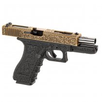 WE G18C Etched Gas Blow Back Pistol - Gold