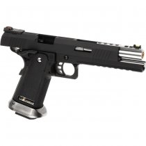 WE Hi-Capa 6 Force A Silver Barrel Gas Blow Back Pistol - Black