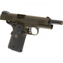 WE M1911 MEU Gas Blow Back Pistol - Olive