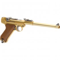 WE P08 8 Inch Gas Blow Back Pistol - Gold