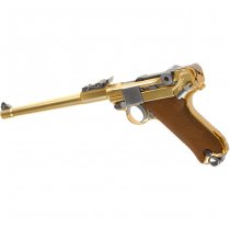 WE P08 8 Inch Gas Blow Back Pistol - Gold