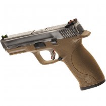 WE WET-05 SV Silver Barrel Gas Blow Back Pistol - Dark Earth