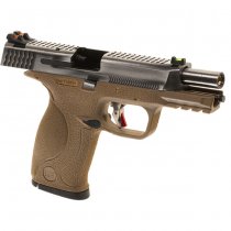 WE WET-05 SV Silver Barrel Gas Blow Back Pistol - Dark Earth